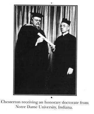Честертону присуждают почетную степень в католическом университете Индианы